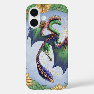 "Dragon of Summer" Blume und Blätter Fantasy Art iPhone 16 Hülle