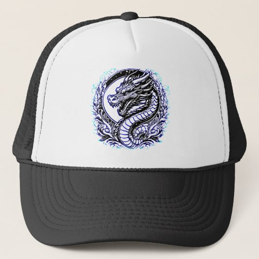 Dragon of Wisdom Blue Truckerkappe (Vorderseite)