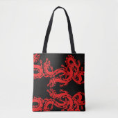 Dragon on Black Background Mystical Animal Pattern Tasche (Vorderseite)