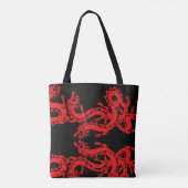 Dragon on Black Background Mystical Animal Pattern Tasche (Rückseite)