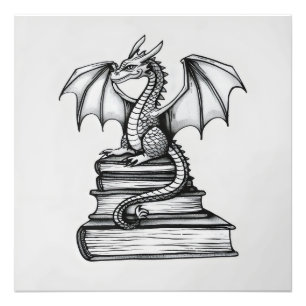 Dragon on Books Fotodruck