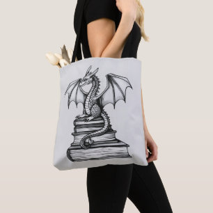 Dragon on Books Tasche