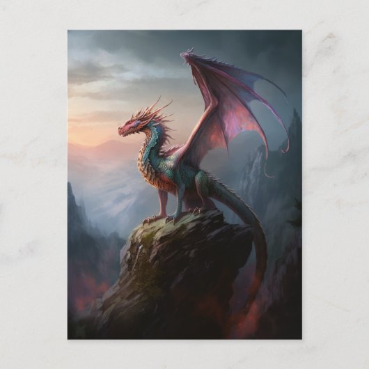 Dragon on Cliff Fantasy Postcard Postkarte (Vorderseite)