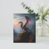 Dragon on Cliff Fantasy Postcard Postkarte (Stehend Vorderseite)