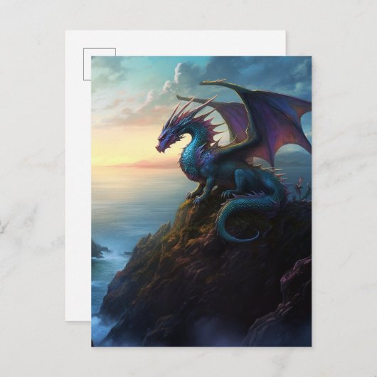 Dragon on Cliff Fantasy Postcard Postkarte (Vorne/Hinten)