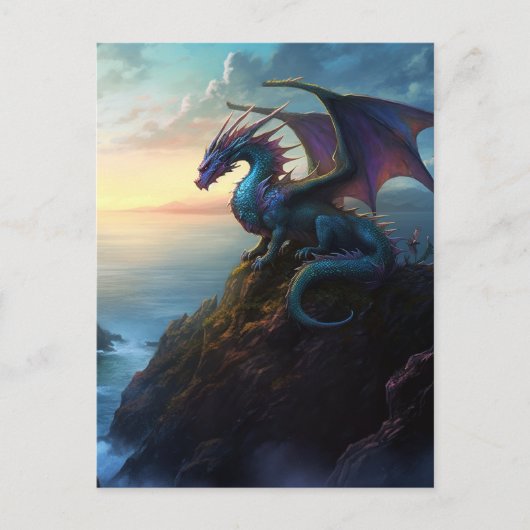 Dragon on Cliff Fantasy Postcard Postkarte (Vorderseite)