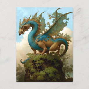 Dragon on Hill Fantasy Postcard Postkarte