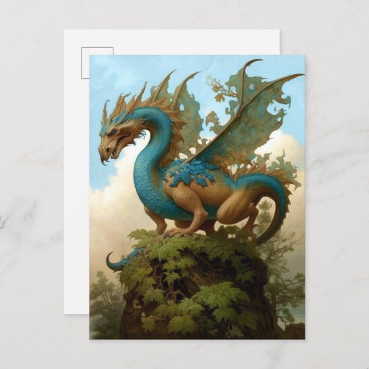 Dragon on Hill Fantasy Postcard Postkarte (Vorne/Hinten)