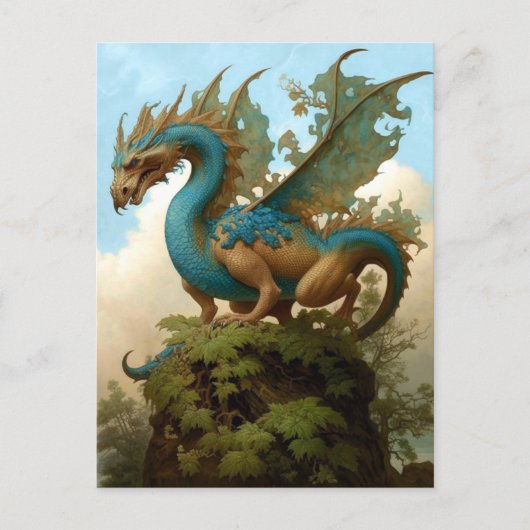 Dragon on Hill Fantasy Postcard Postkarte (Vorderseite)