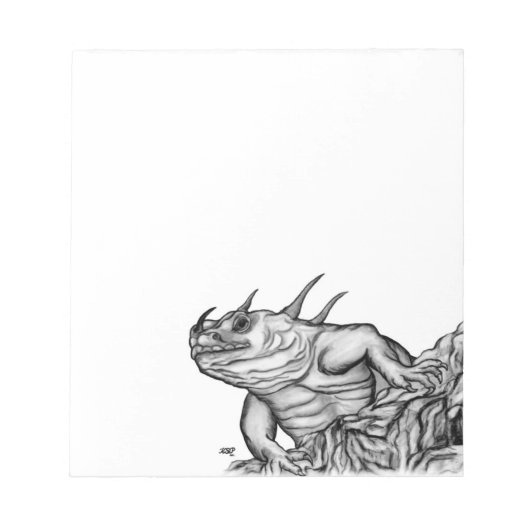 Dragon on Rock , Schwarzweiß Design Notizblock (Vorderseite)
