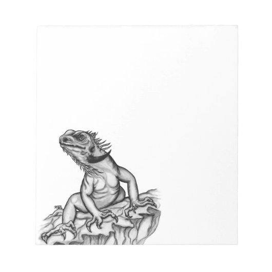 Dragon on Rock , Schwarzweiß Design Notizblock (Vorderseite)