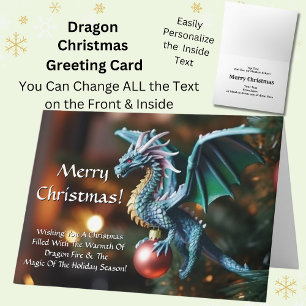 Dragon on Tree Bauble Frohe Weihnachtskarte Karte