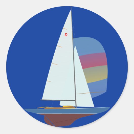 Dragon One Design Racing Sailboat Runder Aufkleber (Vorderseite)