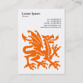 Dragon - Orange auf Weiß Visitenkarte (Rückseite)