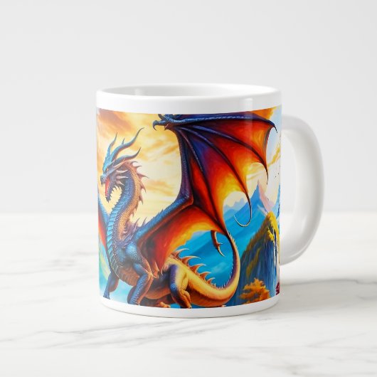 Dragon Over Village Coffee Tasse (Vorderseite Rechts)