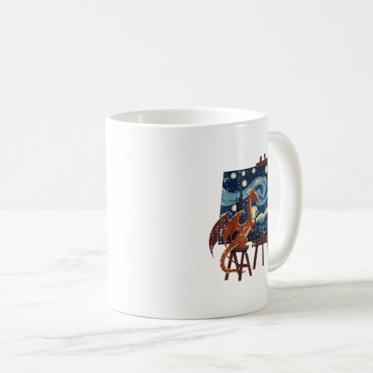 Dragon Painting Starry Night Funny Fantasy Art Men Kaffeetasse (VorderseiteRechts)