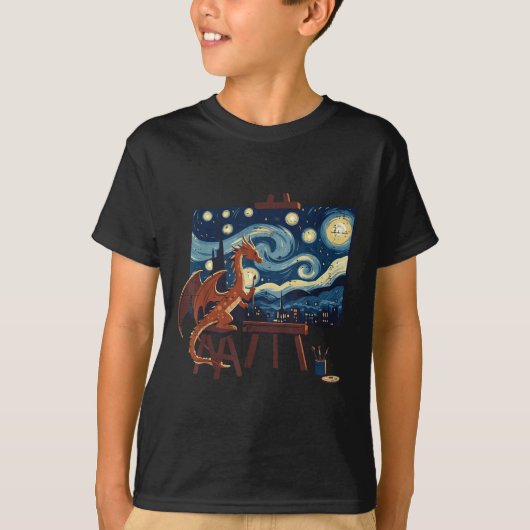 Dragon Painting Starry Night Funny Fantasy Art Men T-Shirt (Vorderseite)