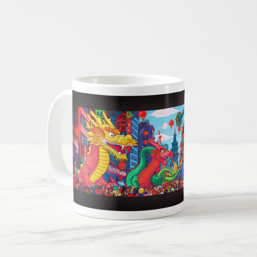 Dragon Parade - Design 3 Kaffeetasse (Vorderseite Links)