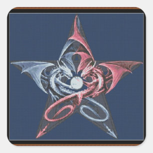 Dragon Pentagramm Quadratischer Aufkleber