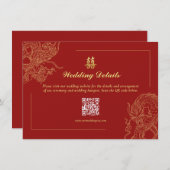 Dragon Phoenix Chinese Wedding Details QR Code Begleitkarte (Vorne/Hinten)
