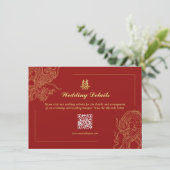 Dragon Phoenix Chinese Wedding Details QR Code Begleitkarte (Stehend Vorderseite)