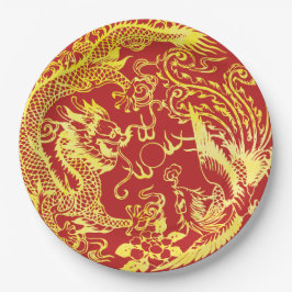 Dragon phoenix Chinesisches Hochzeitlogo Pappteller