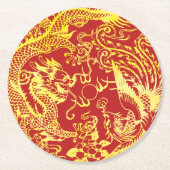 Dragon phoenix Chinesisches Hochzeitlogo Runder Pappuntersetzer (Vorderseite)