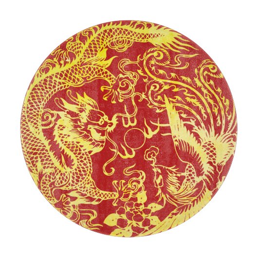 Dragon phoenix Chinesisches Hochzeitlogo Schneidebrett (Vorderseite)