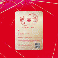 Dragon Phoenix Double Xi Chinese Wedding RSVP Card