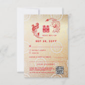 Dragon Phoenix Double Xi Chinese Wedding RSVP Card Einladung (Vorderseite)