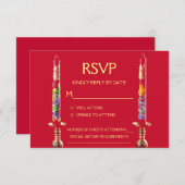 Dragon-Phoenix Red Candles Chinese Wedding RSVP (Vorne/Hinten)