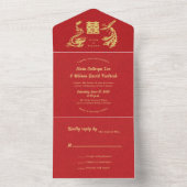 ©Dragon-Phoenix Red Gold Chinese Wedding All In One Einladung (Innen)