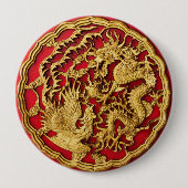 Dragon Phoenix Red Gold Chinesische Gastgeschenk H Button (Vorderseite)