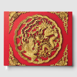 Dragon Phoenix Red Gold Chinesische Gastgeschenk H Gästebuch