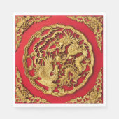 Dragon Phoenix Red Gold Chinesische Hochzeit Serviette (Vorderseite)