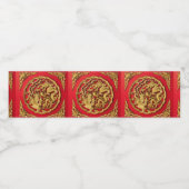 Dragon Phoenix Red Gold Chinesische Hochzeit Wasserflaschenetikett (Einzelnes Label)