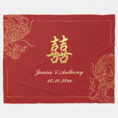 Dragon Phoenix Traditionelles Rotes Chinesisches H Fleecedecke (Vorderseite (Horizontal))