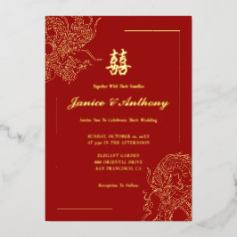 Dragon Phoenix Traditionelles Rotes Chinesisches H Folieneinladung