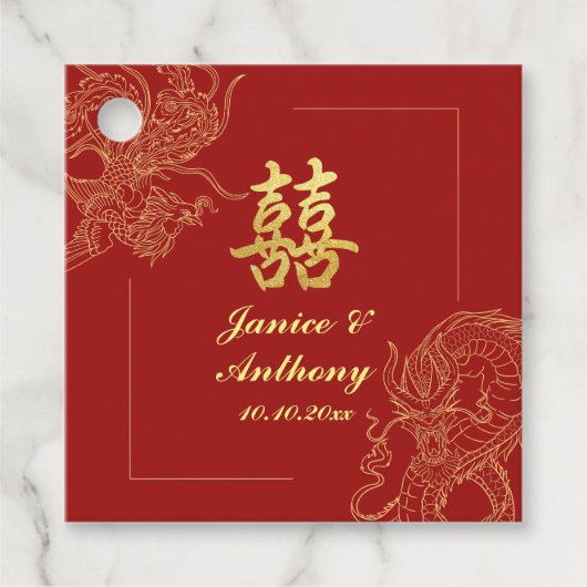 Dragon Phoenix Traditionelles Rotes Chinesisches H Geschenkanhänger (Vorderseite)