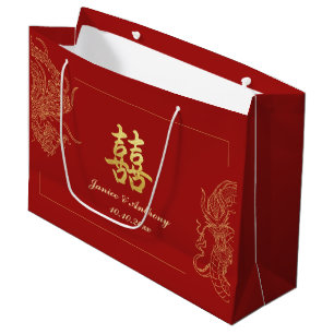 Dragon Phoenix Traditionelles Rotes Chinesisches H Große Geschenktüte