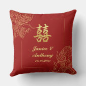 Dragon Phoenix Traditionelles Rotes Chinesisches H Kissen (Rückseite)
