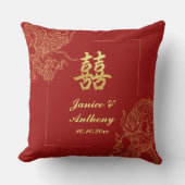 Dragon Phoenix Traditionelles Rotes Chinesisches H Kissen (Vorderseite)