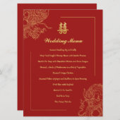 Dragon Phoenix Traditionelles Rotes Chinesisches H Menükarte (Vorne/Hinten)