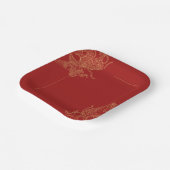 Dragon Phoenix Traditionelles Rotes Chinesisches H Pappteller (Gewinkelt)