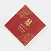 Dragon Phoenix Traditionelles Rotes Chinesisches H Serviette (Ecke)