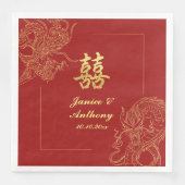 Dragon Phoenix Traditionelles Rotes Chinesisches H Serviette (Vorderseite)