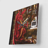 Dragon Podcast Library Quadratische Wanduhr (Winkel)