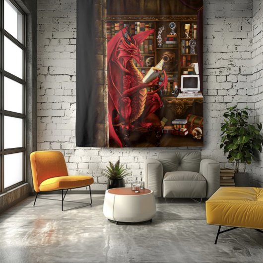 Dragon Podcast Library Wandteppich