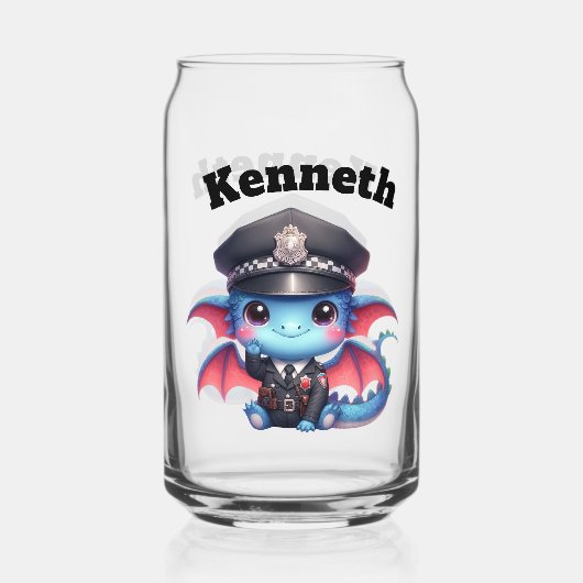 Dragon Polizist winkt hallo! Dosenglas (Rückseite)