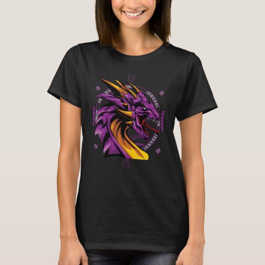 Dragon Pop Aesthetic Sacred Geometry Mandala Mitho T-Shirt (Vorderseite)